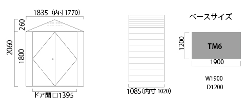 Ｗ1820（ドアＷ1395）×Ｄ1085×Ｈ2100